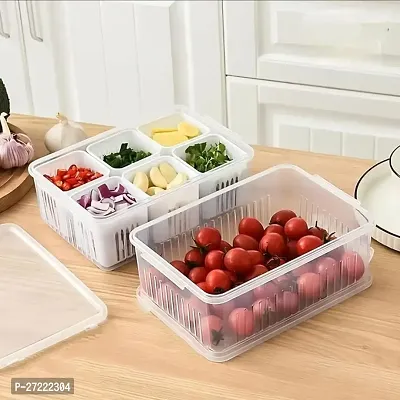 Pack of 2 Fridge Storage Boxes Storage Containers 6PCS  Container forFridge Storage Set Kitchen Accessories Items for Vegetable and Cut Vegetable Storage Boxes for Storage in Kitchen Fridge Organizer-thumb0