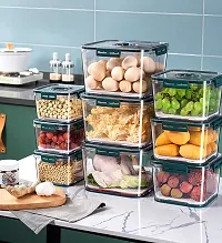 Air Tight Container First BPA Free Plastic Fridge Storage Container Storage Pack of 3 With Time Keeping Air tight Food Containers On Top Lid 2100ml, 1400ml, 700ml Box For Abs Plastic Green-thumb1