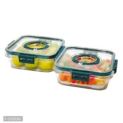 Green 700ml Pack of 2 Airtight Time keeping container on Top Lid Breathable Valve Sealed container, Airtight Food Container, Plastic Grocery Container