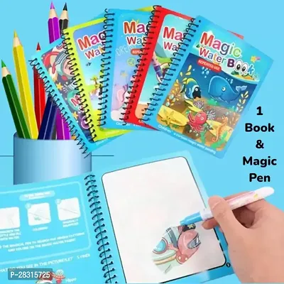 Water Painting Book Water Magic Colouring Book With Water Filling Pen Washable Ink Nib Sketch Pens with Washable Ink  (Set of 2, Multicolor)-thumb2