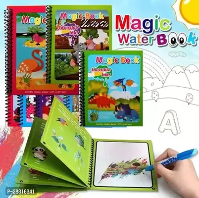 Magic Water Coloring Book, Magic Water Drawing Book Reusable Water-Reveal-thumb0
