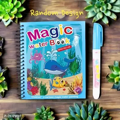 Coloring Book, Magic Water Drawing Book Reusable and Water-Reveal-thumb0