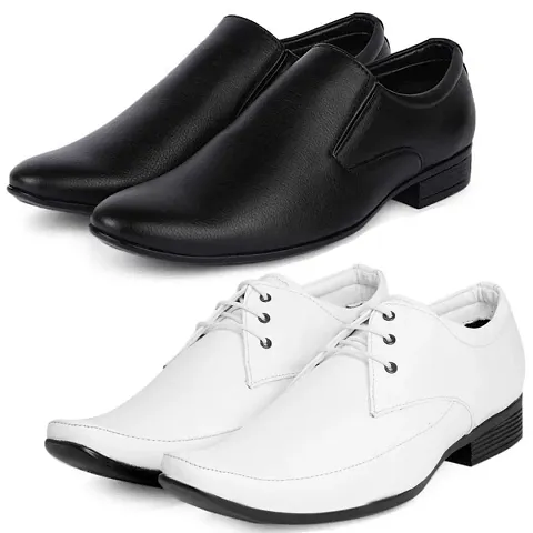 Vitoria Men's 2 Synthetic Leather Formal Shoes With Free 2 Socks Combo (2 Pair Shoes/2Pair Socks)