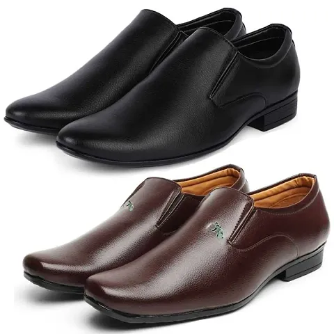 Vitoria Men's 2 Synthetic Leather Formal Shoes With Free 2 Socks Combo (2 Pair Shoes/2Pair Socks)