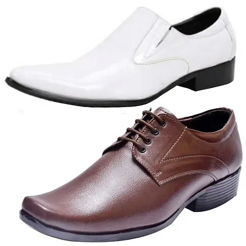 Vitoria Men's 2 Synthetic Leather Formal Shoes With Free 2 Socks Combo (2 Pair Shoes/2Pair Socks)