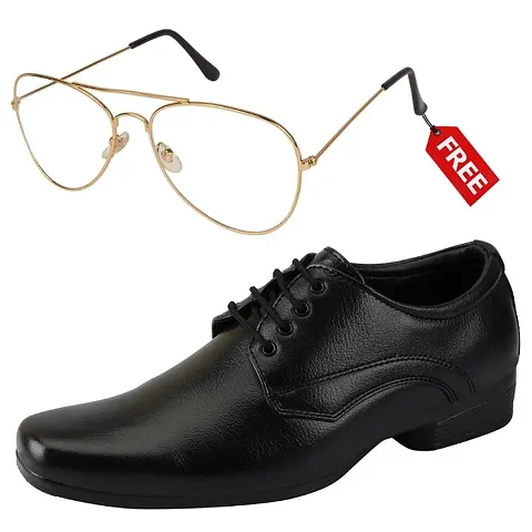 Vitoria Men's Synthetic Leather Lace-Up Formal Shoes for Men's and Boys/Black Shoes/Suit Shoes/Dress Shoes/Party Shoes With Free Sunglasses And Free Socks Combo Pack