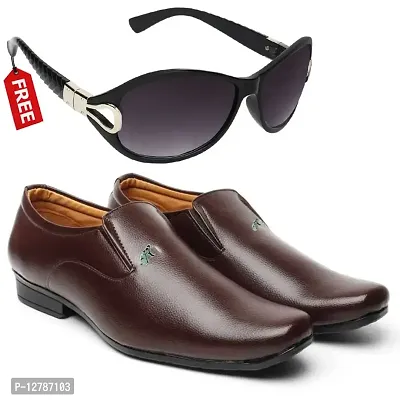 Vitoria Stylish Formal Shoes For Men And Boys With Free Women Sunglasses-thumb0