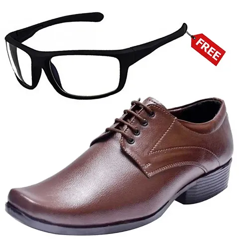 Vitoria Men's Synthetic Leather Lace-Up Formal Shoes for Men's and Boys/Black Shoes/Suit Shoes/Dress Shoes/Party Shoes With Free Sunglasses And Free Socks Combo Pack