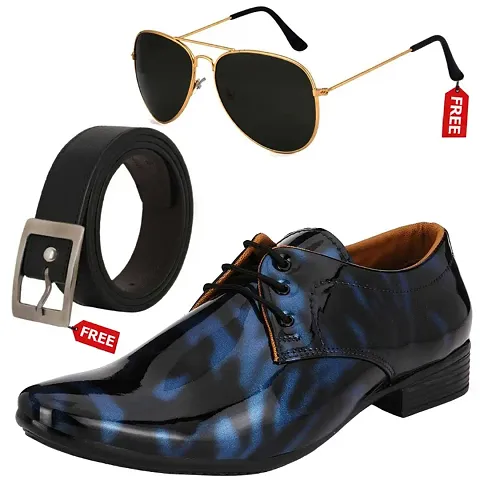 Vitoria Stylish Men&rsquo;s Formal Shoes With Free Belt Unisex Sunglasses