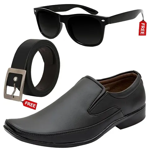 Vitoria Stylish Men&rsquo;s Formal Shoes With Free Belt Unisex Sunglasses