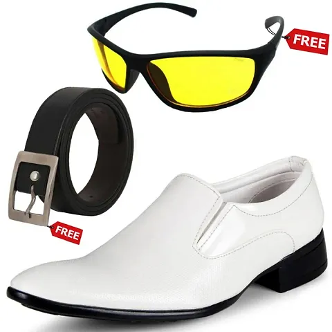 Vitoria Stylish Men&rsquo;s Formal Shoes With Free Belt Unisex Sunglasses