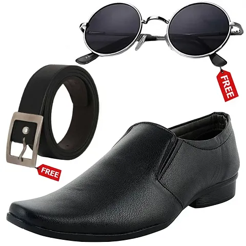 Vitoria Stylish Men&rsquo;s Formal Shoes With Free Belt Unisex Sunglasses