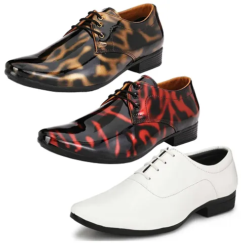 Stylish Multicoloured Formal Shoes For Men And Boys (Pack Of 3)