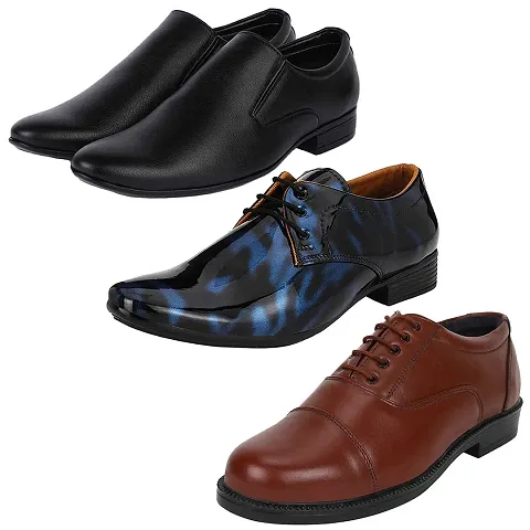 Stylish Multicoloured Formal Shoes For Men And Boys (Pack Of 3)