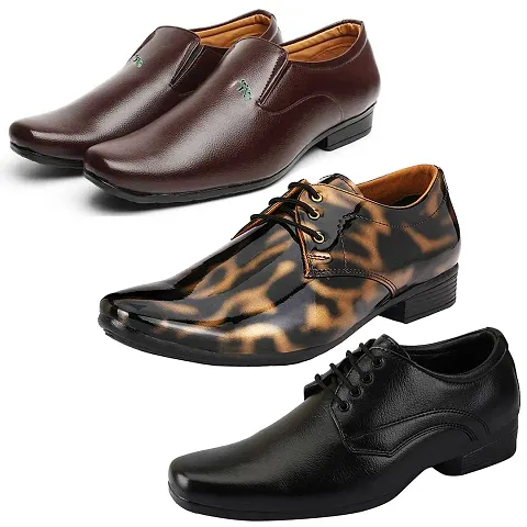 Vitoria Stylish Formal Shoes Combo For Men And Boys (Pack Of 3)