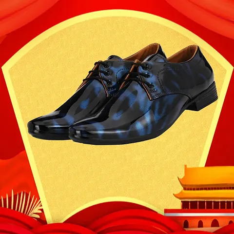 Vitoria Men's Synthetic Leather Lace-Up Formal Shoes for Men's and Boys/Black-Blue Coloured Shoes/Suit Shoes/Dress Shoes/Party Shoes