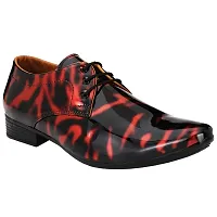 Vitoria Men's Synthetic Leather Lace-Up Formal Shoes for Men's and Boys/Black-Red Combination Shoes/Suit Shoes/Dress Shoes/Party Shoes-thumb1