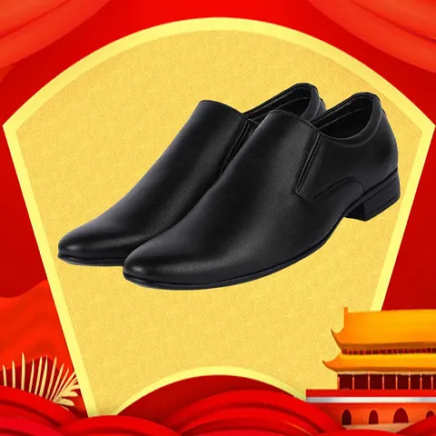 Vitoria Men's Synthetic Leather Formal Shoes for Men's and Boys/Black Silipon Shoes/Suit Shoes/Dress Shoes/Party Shoes