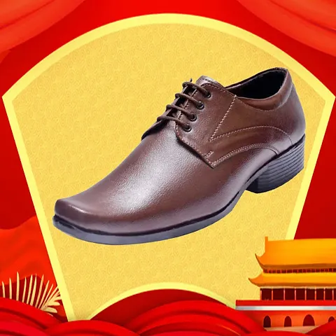 Vitoria Men's Synthetic Leather Lace-Up Formal Shoes for Men's and Boys/Brown Shoes/Suit Shoes/Dress Shoes/Party Shoes