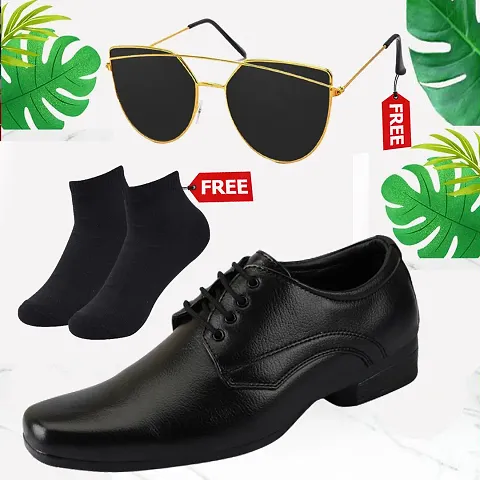 Vitoria Synthetic Leather Formal Shoes For Men and Boy With Free Sunglasses And Socks