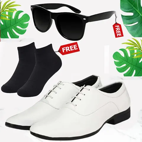 Vitoria Mens Synthetic Formal Shoes for Mens and Boys With Free Sunglasses And Free Socks Combo Pack