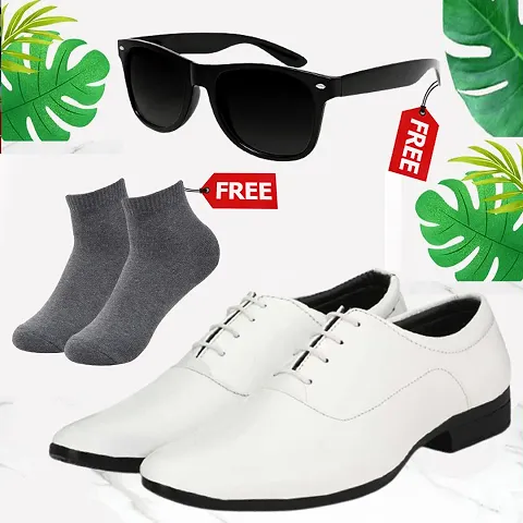 Vitoria Mens Synthetic Leather Formal Shoes For Mens With Free Sunglasses And Free Socks