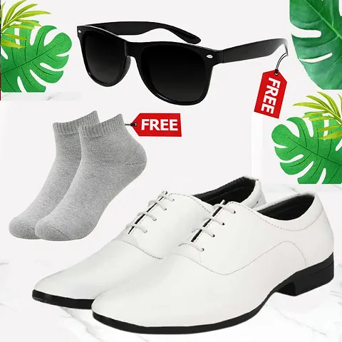 Vitoria Mens Synthetic Leather Formal Shoes For Mens With Free Sunglasses And Free Socks