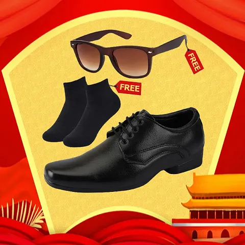 Vitoria Synthetic Leather Formal Shoes For Men With Free Sunglasses And Socks