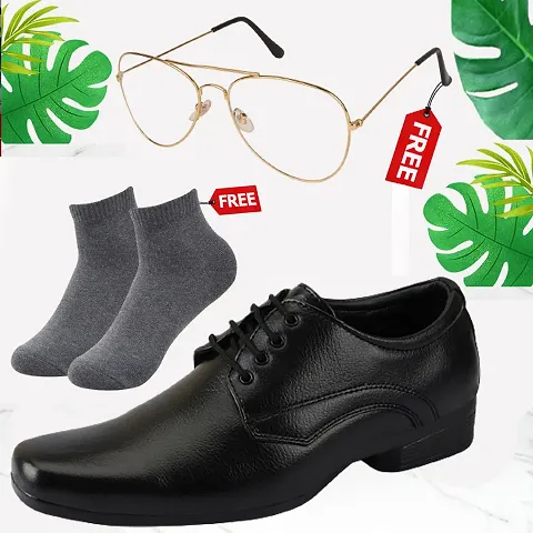 Vitoria Synthetic Leather Formal Shoes For Men and Boy With Free Sunglasses And Free Socks