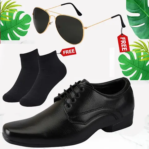 Vitoria Mens Synthetic Leather Formal Shoes For Mens With Free Sunglasses And Free Socks