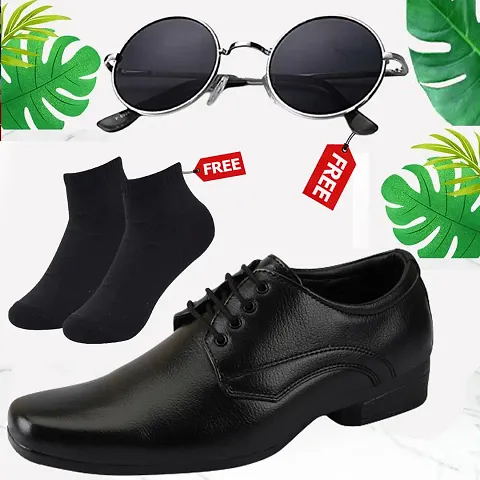 Vitoria Mens Synthetic Leather Formal Shoes For Mens With Free Sunglasses And Free Socks