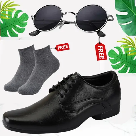 Vitoria Mens Synthetic Leather Formal Shoes For Mens With Free Sunglasses And Free Socks