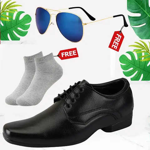 Vitoria Mens Synthetic Leather Formal Shoes For Mens With Free Sunglasses And Free Socks