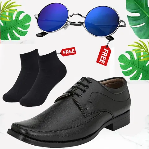 Vitoria Mens Synthetic Leather Formal Shoes For Mens With Free Sunglasses And Free Socks