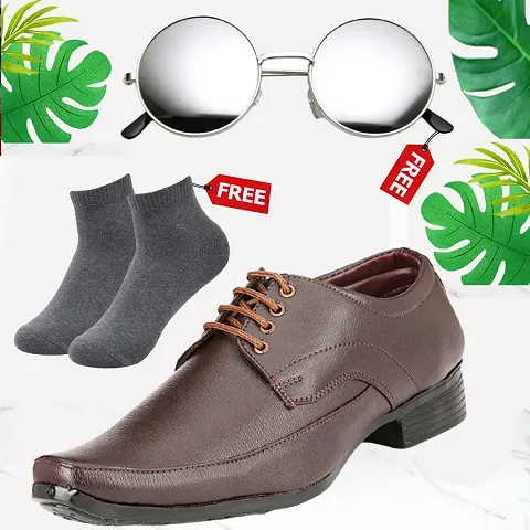 Vitoria Synthetic Leather Formal Shoes For Mens and Boys With Free Sunglasses And Free Socks