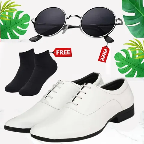 Vitoria Synthetic Leather Formal Shoes For Mens and Boys With Free Sunglasses And Free Socks