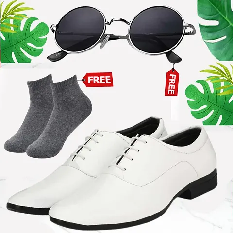 Vitoria Synthetic Leather Formal Shoes For Men and Boy With Free Sunglasses And Socks