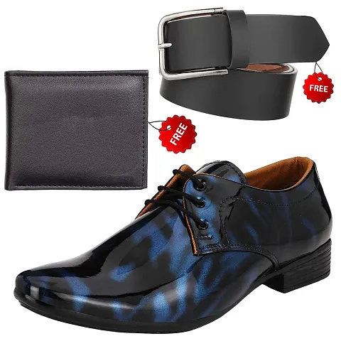 Vitoria Stylish Formal Shoes With Free Belt And Wallet Combo For Men And Boys