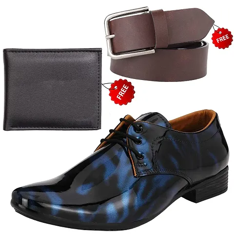 Vitoria Stylish Formal Shoes With Free Belt And Wallet Combo For Men And Boys