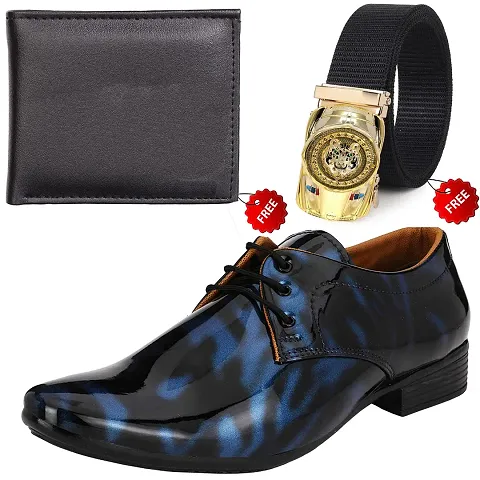 Vitoria Stylish Formal Shoes With Free Belt And Wallet Combo For Men And Boys