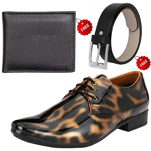 Vitoria Stylish Formal Shoes With Free Belt And Wallet Combo For Men And Boys