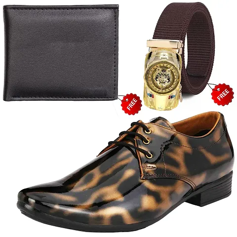 Vitoria Stylish Formal Shoes With Free Belt And Wallet Combo For Men And Boys