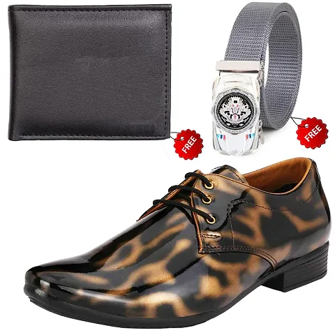 Vitoria Stylish Formal Shoes With Free Belt And Wallet Combo For Men And Boys