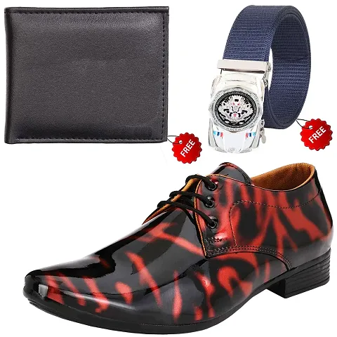 Vitoria Stylish Formal Shoes With Free Belt And Wallet Combo For Men And Boys