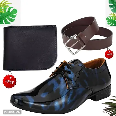 Vitoria Men's Synthetic Leather  Formal Shoes With Free Sunglasses And  Wallet Combo
