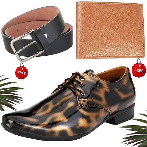 Vitoria Men's Synthetic Leather Formal Shoes With Free Sunglasses And Wallet Combo