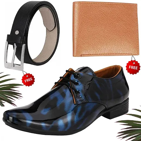 Vitoria Men's Synthetic Leather Formal Shoes With Free Sunglasses And Wallet Combo