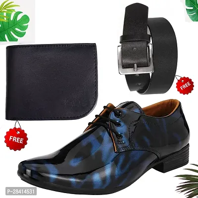 Vitoria Men's Synthetic Leather  Formal Shoes With Free Sunglasses And  Wallet Combo-thumb0