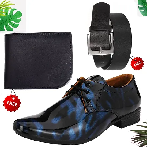 Vitoria Men's Synthetic Leather  Formal Shoes With Free Sunglasses And  Wallet Combo