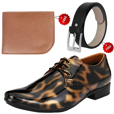 Vitoria Men's Synthetic Leather Formal Shoes With Free Sunglasses And Wallet Combo